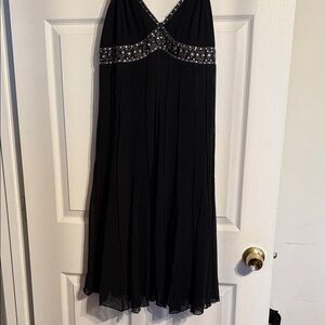 Dress Barn Black Backless Evening Dress with Beaded Waist